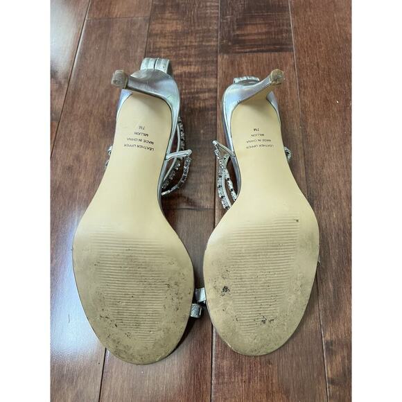 VTG Y2K Valerie Stevens Womens Bling Silver Evening Heels Size 7 - Picture 6 of 8